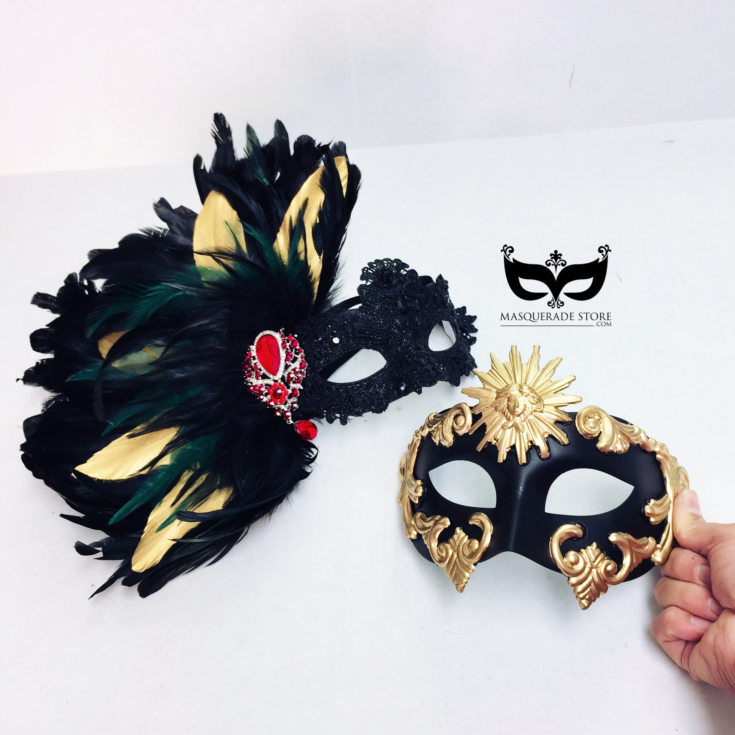 Midnight Flame - Black &amp; Gold Feather Set