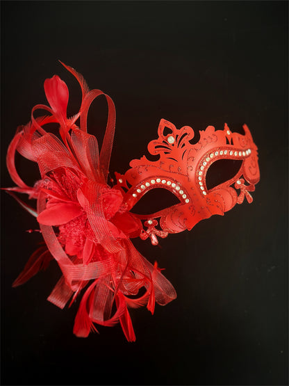 The Dazzle Mask - Red Feathers