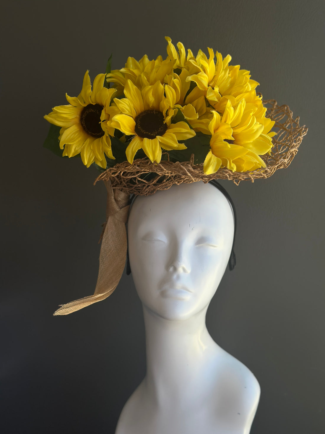 Sunflower Bouquet Fascinator Hat - Yellow