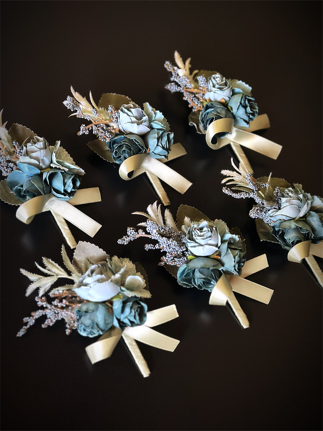 Wedding Boutonniere Set - 6 PCS - Blue Green
