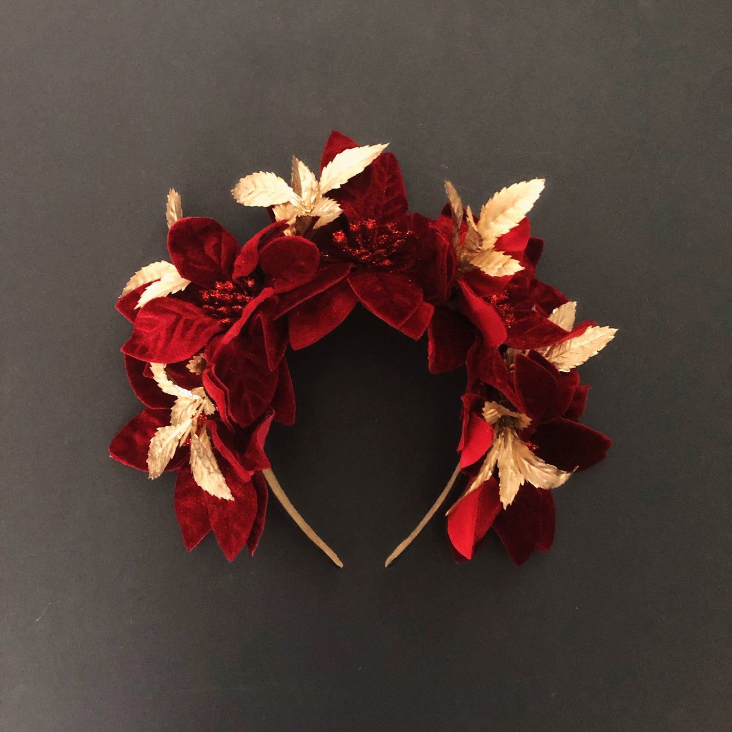 Winter Bloom - Red &amp; Gold Headband