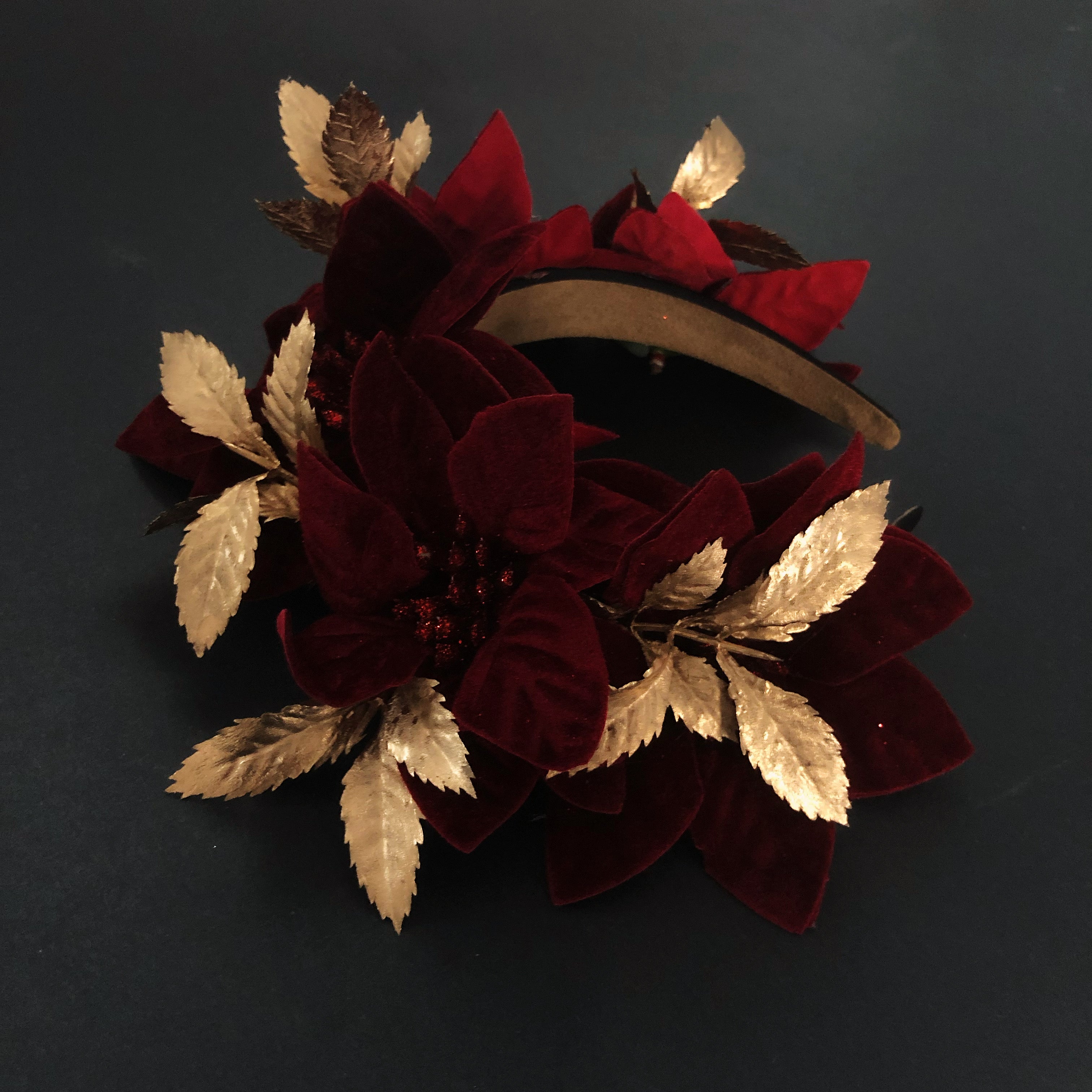 Winter Bloom - Red &amp; Gold Headband