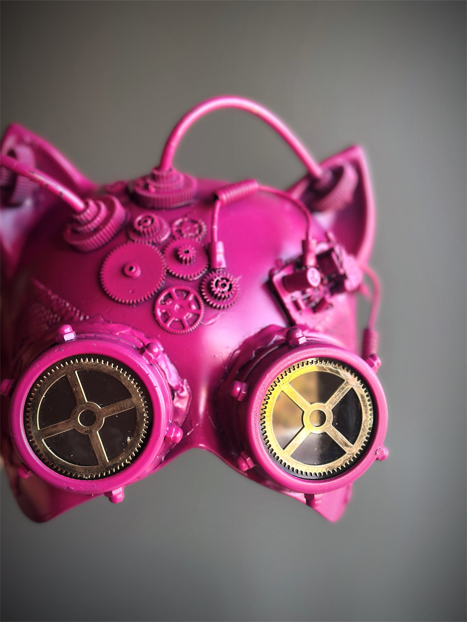 Steampunk Cat Mask - Pink