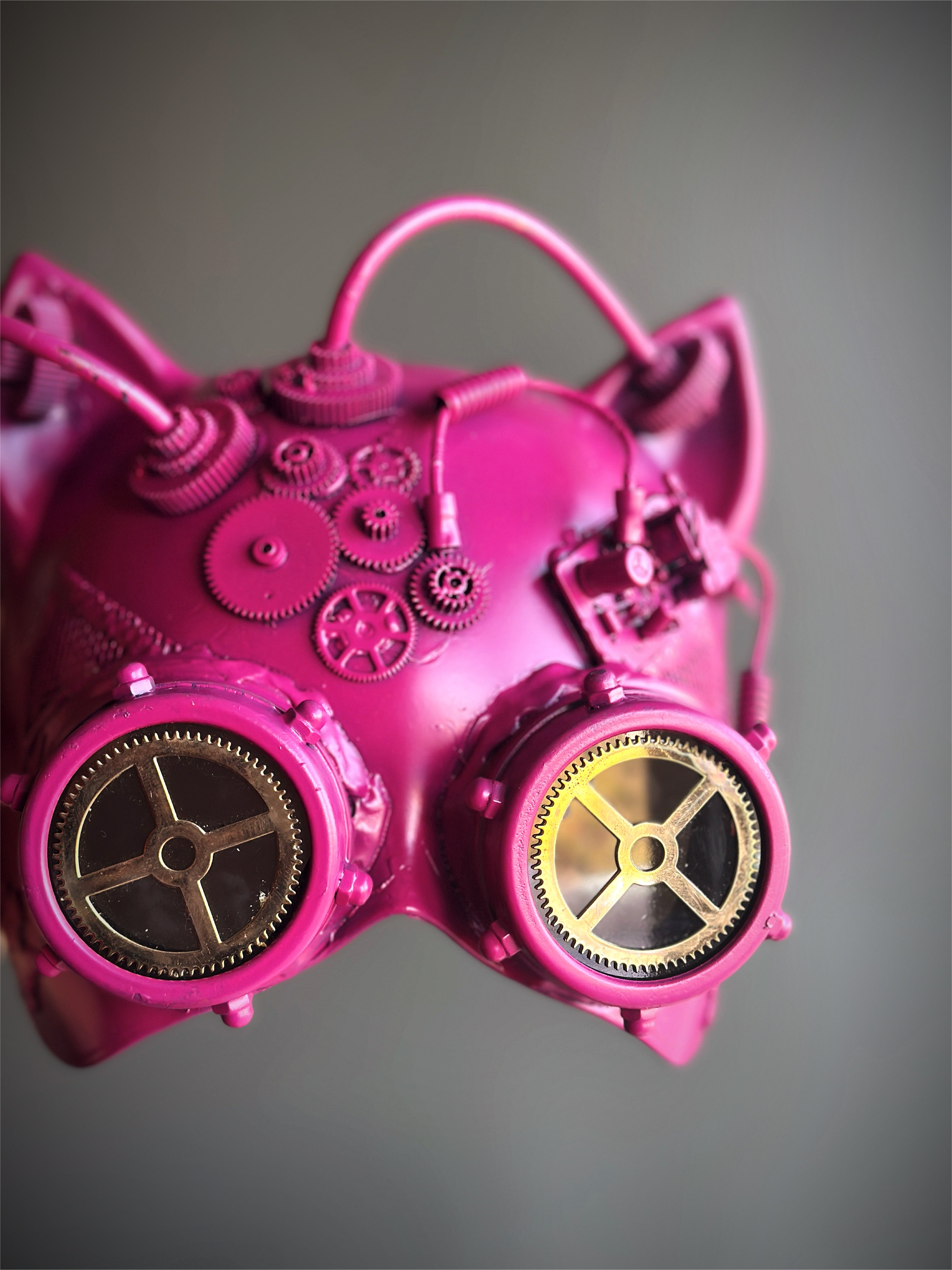 Steampunk Cat Mask - Pink
