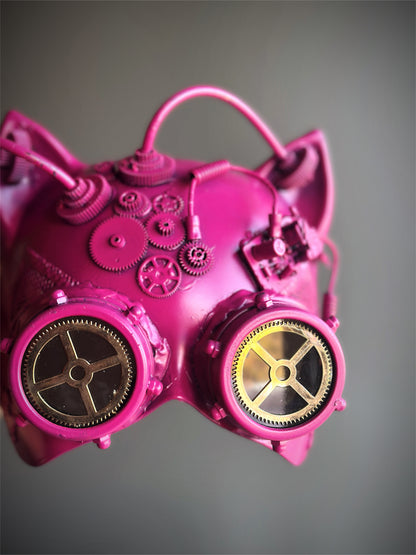Steampunk Cat Mask - Pink