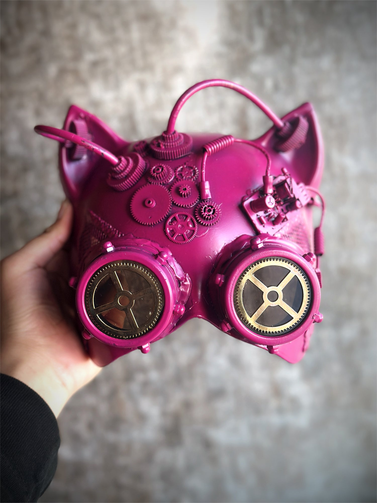 Steampunk Cat Mask - Pink