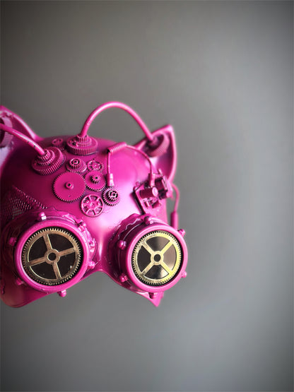 Steampunk Cat Mask - Pink