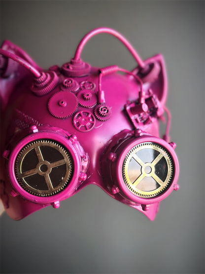 Steampunk Cat Mask - Pink