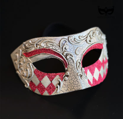 Silver Crimson Argent – Red Glitter Mask