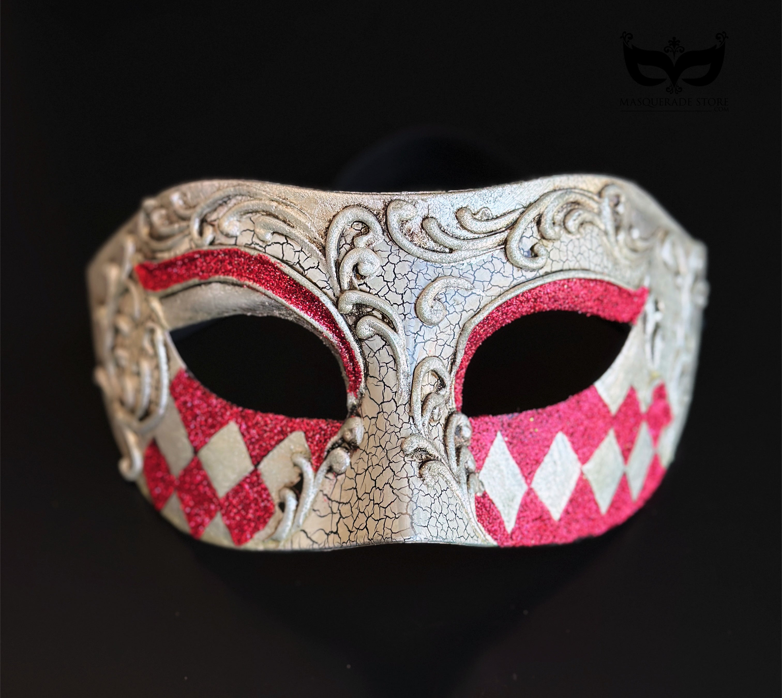 Silver Crimson Argent – Red Glitter Mask