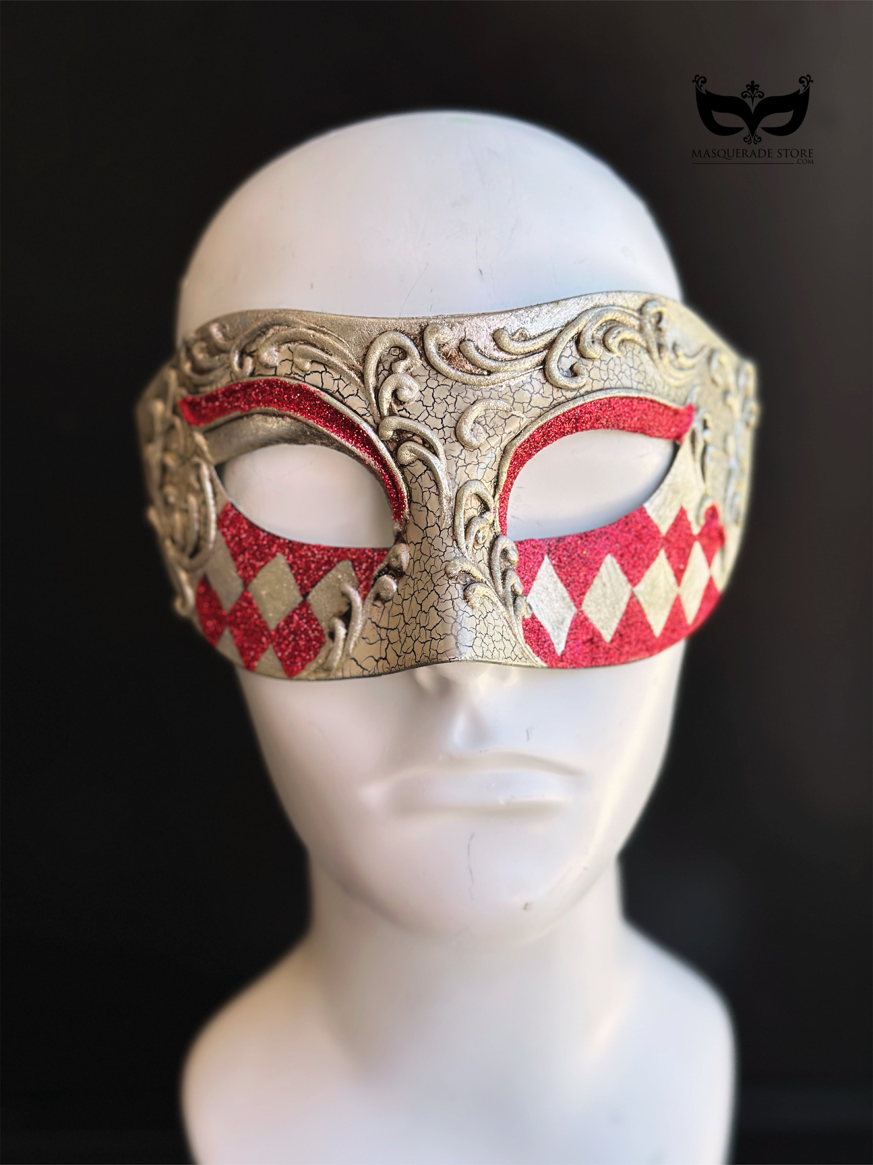 Silver Crimson Argent – Red Glitter Mask