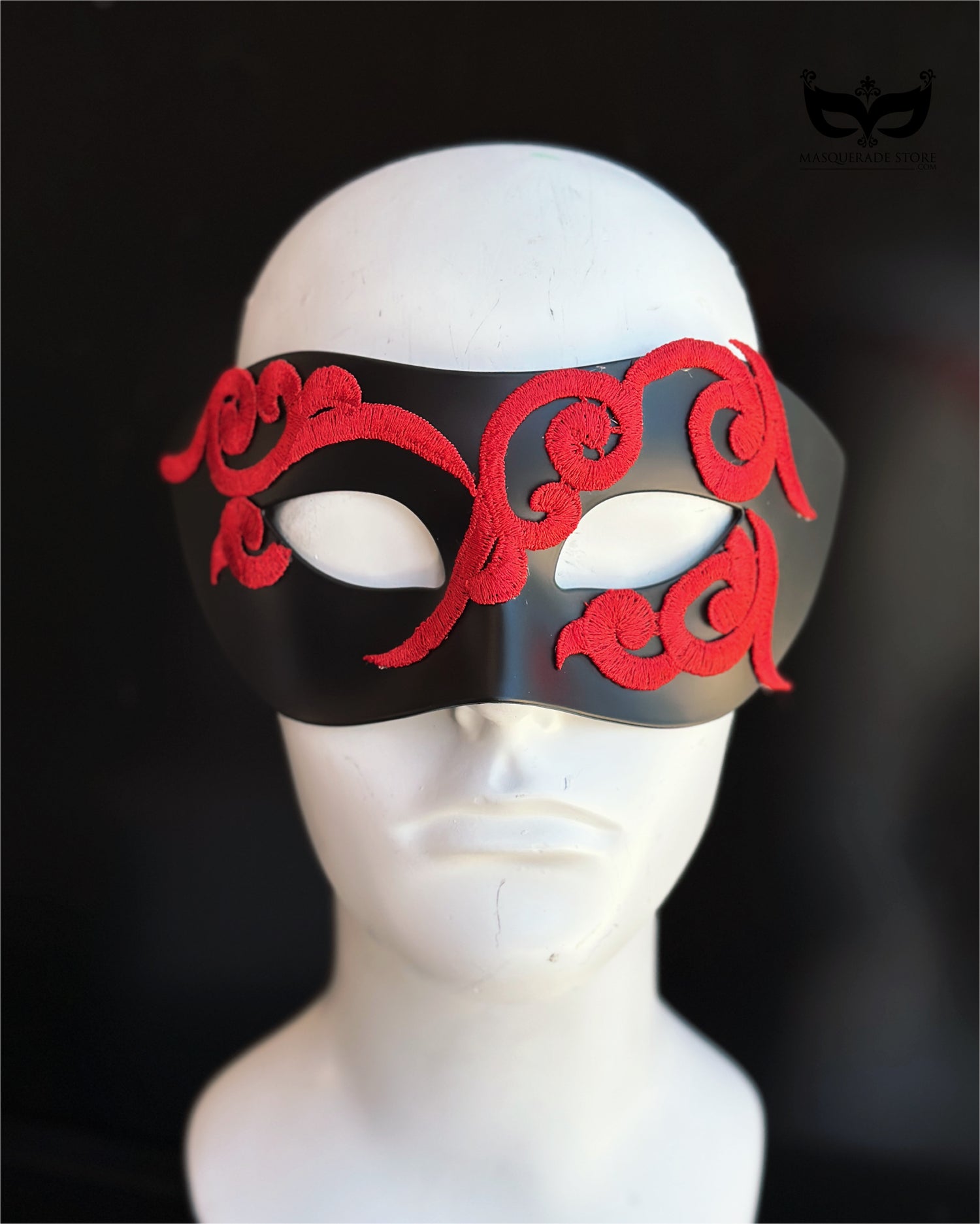 Crimson Arabesque – Red &amp; Black Men’s Mask