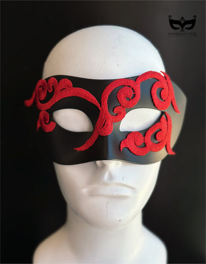 Crimson Arabesque – Red &amp; Black Men’s Mask