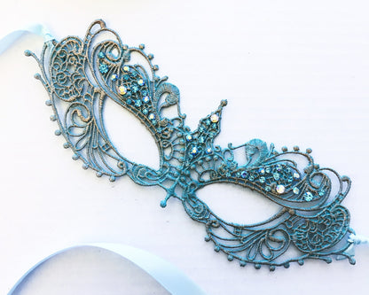 Ana Lace Mask- Turquoise Gold