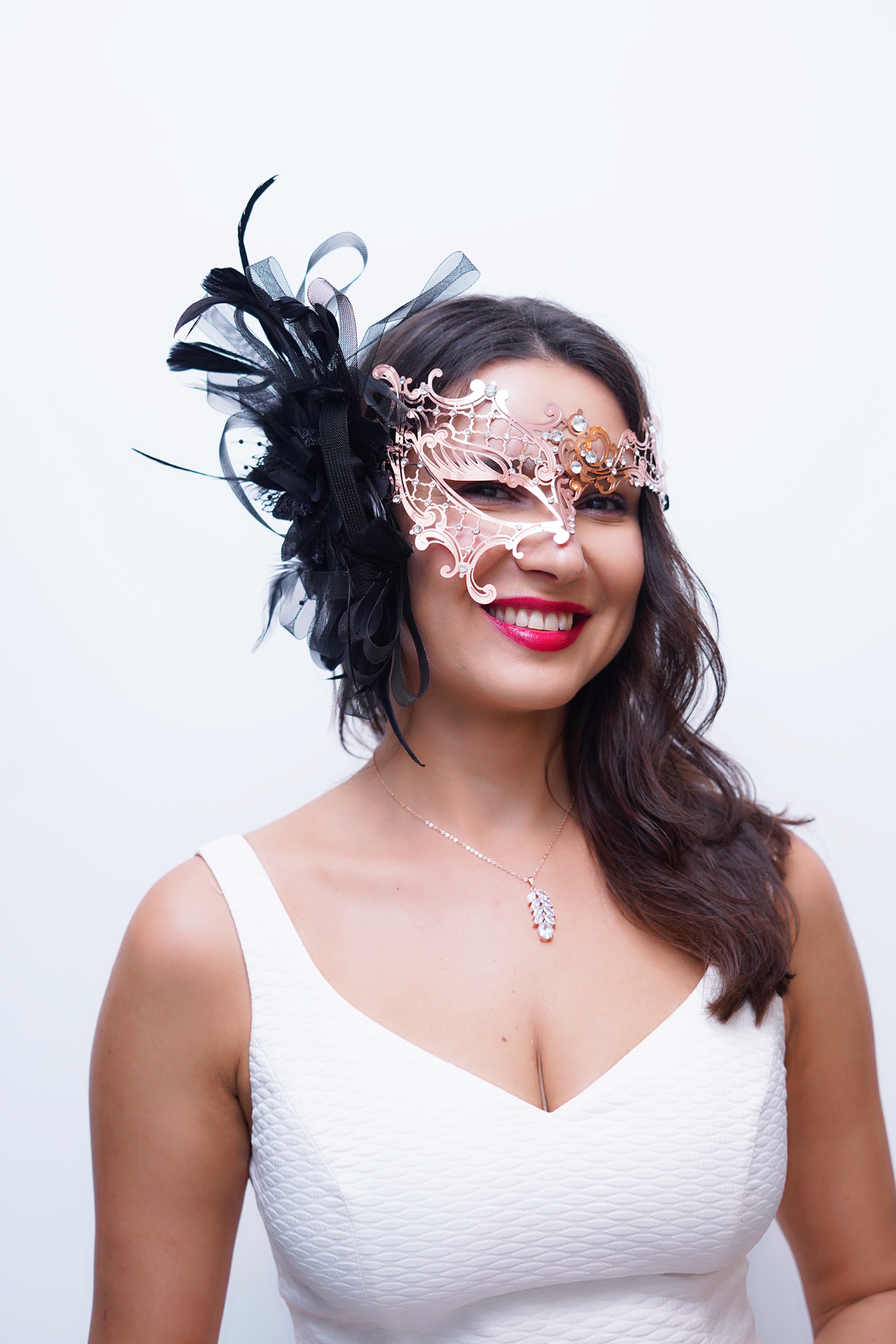 Phantom Feather Mask - Rose Gold