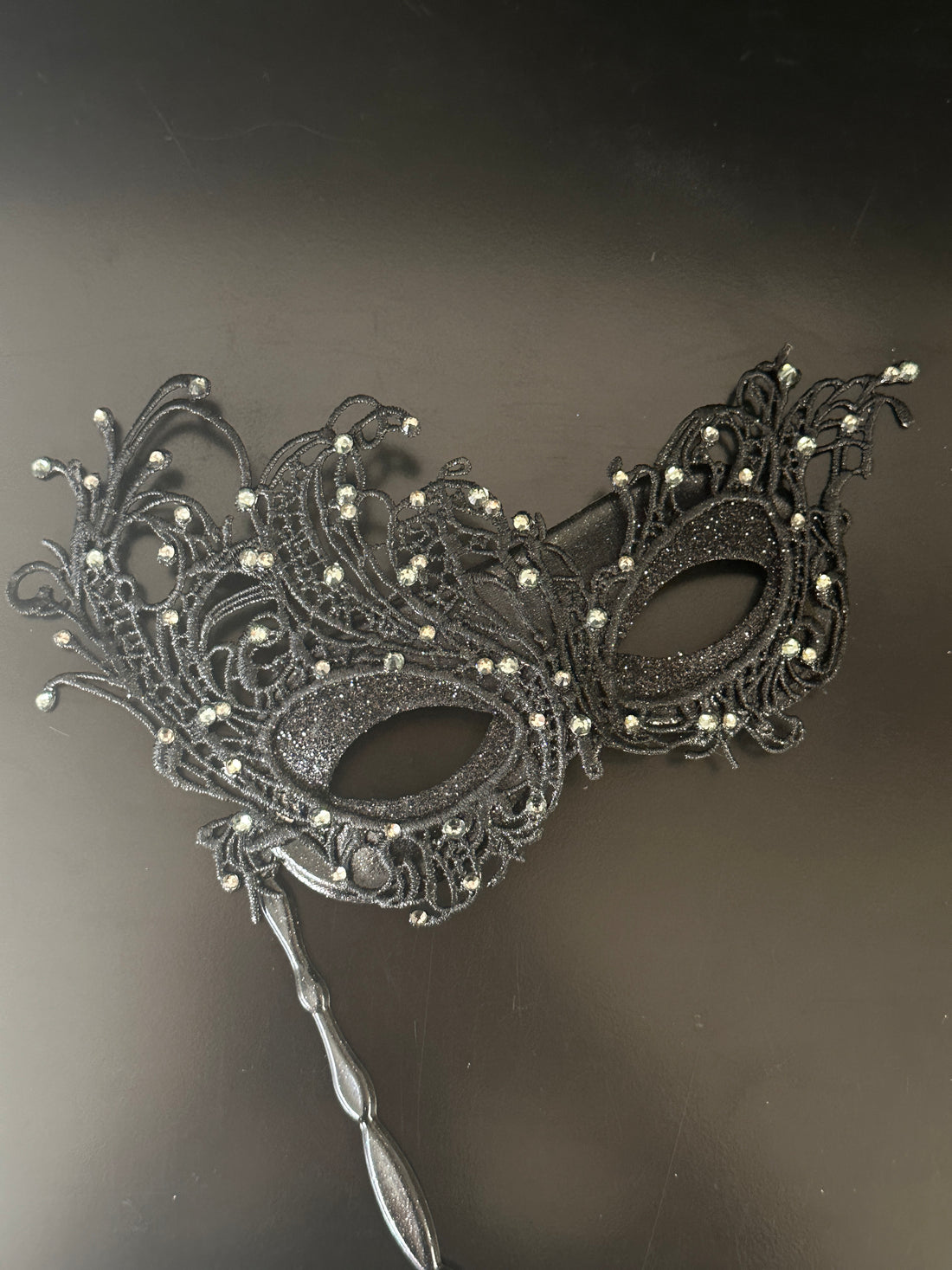 Handheld Black Lace - White Crystal