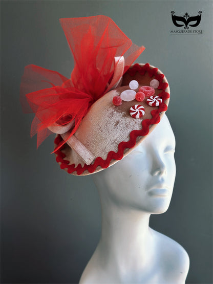Peppermint Gingerbread Holiday Fascinator