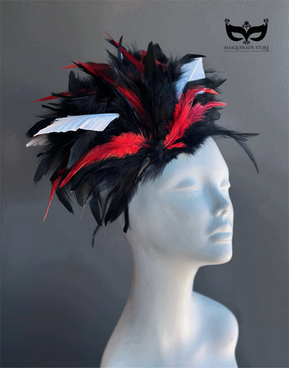 Crimson Raven Plume Fascinator
