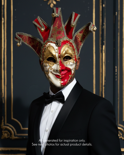 Jester Mask - Red and Gold
