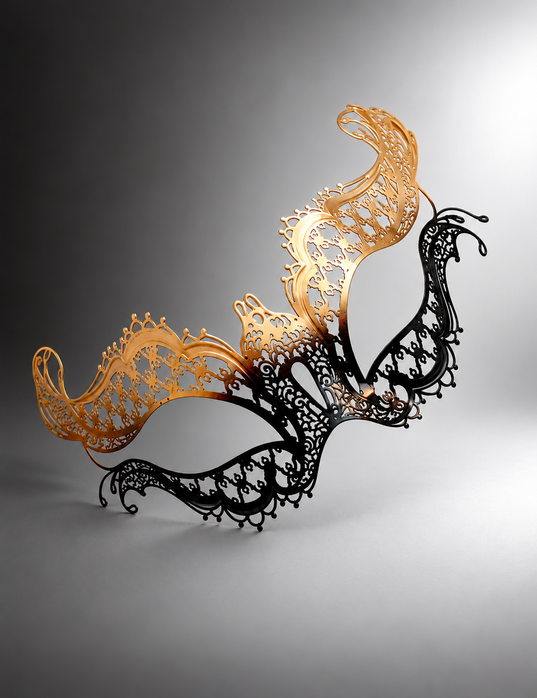 Gold Black Metal Masquerade Mask for Women