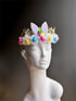 Flower crown with multicolor eggs and bunny ears