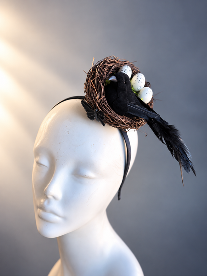Midnight Raven Nest Fascinator