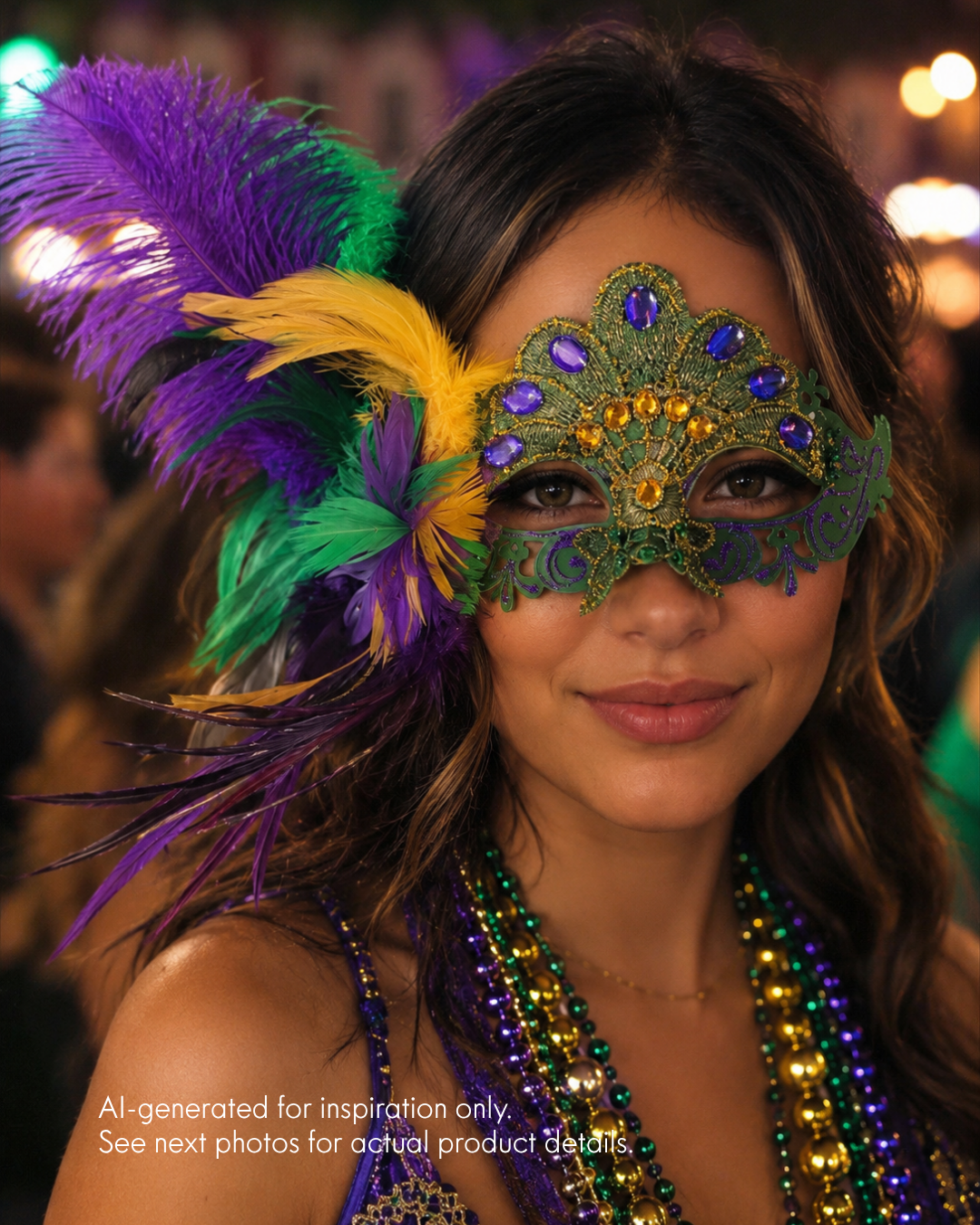 Royal Revelry – Mardi Gras Feather Masquerade Mask