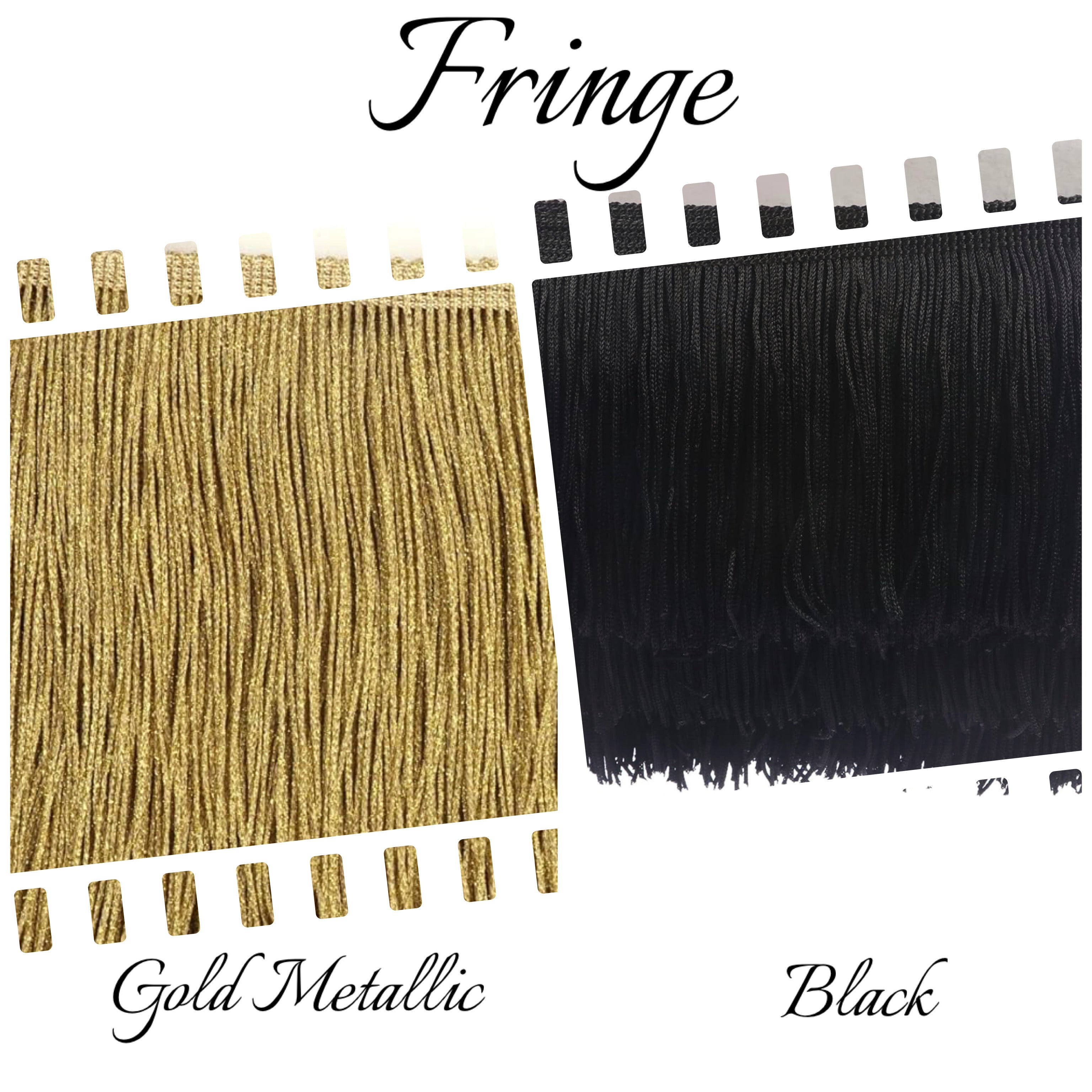  Gold and black fringe trims for masquerade DIY mask designs, party outfits, or costume enhancements.