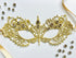 Gold rhinestone lace masquerade mask for Venetian ballroom parties and formal gala events.