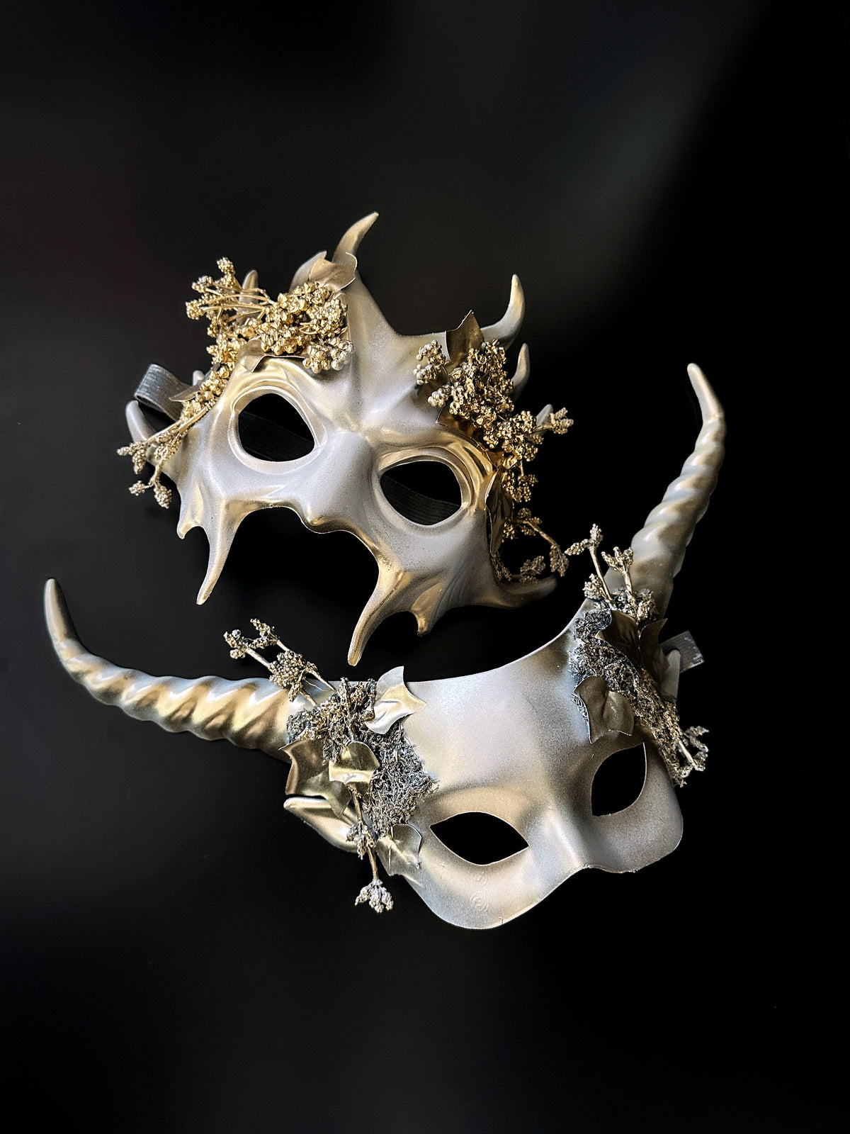 Masquerade Masks Couples Mythical Horned Silver Gold | Masquerade Store