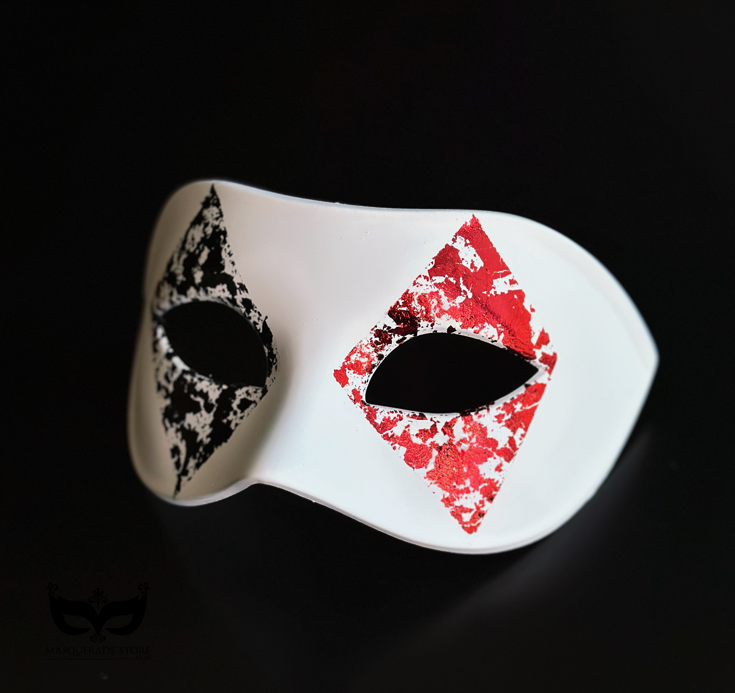 High Stakes Harlequin – White Men’s Casino Mask