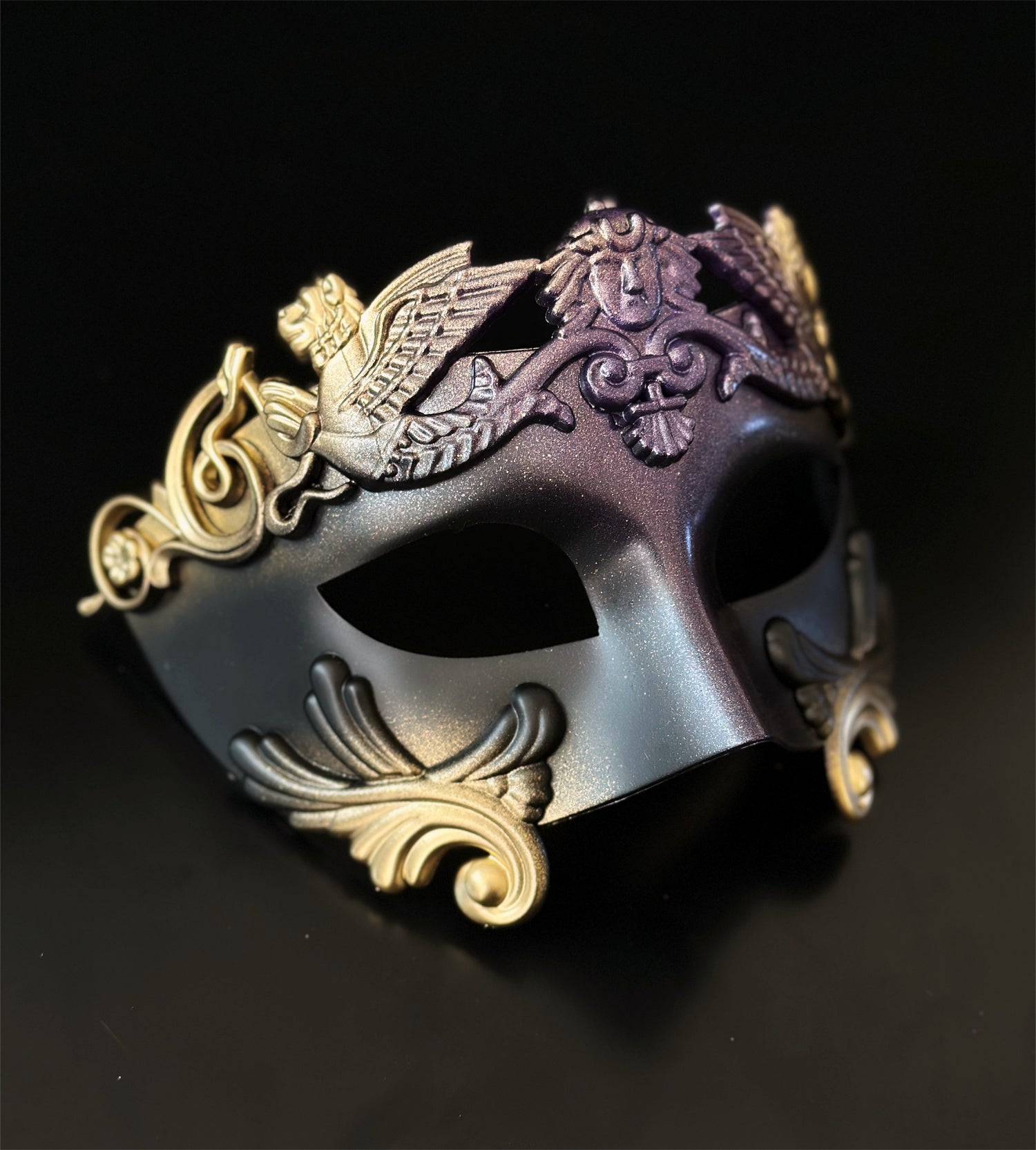 Purple men masquerade mask for formal costume occasions.