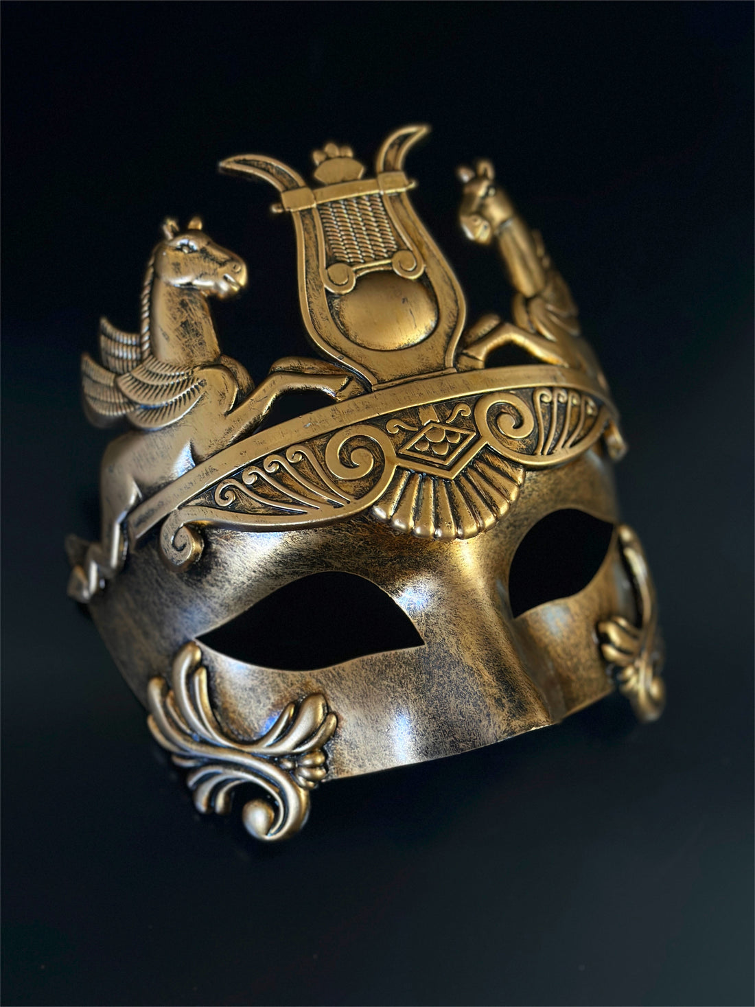 Horse Gladiator Mask - Gold