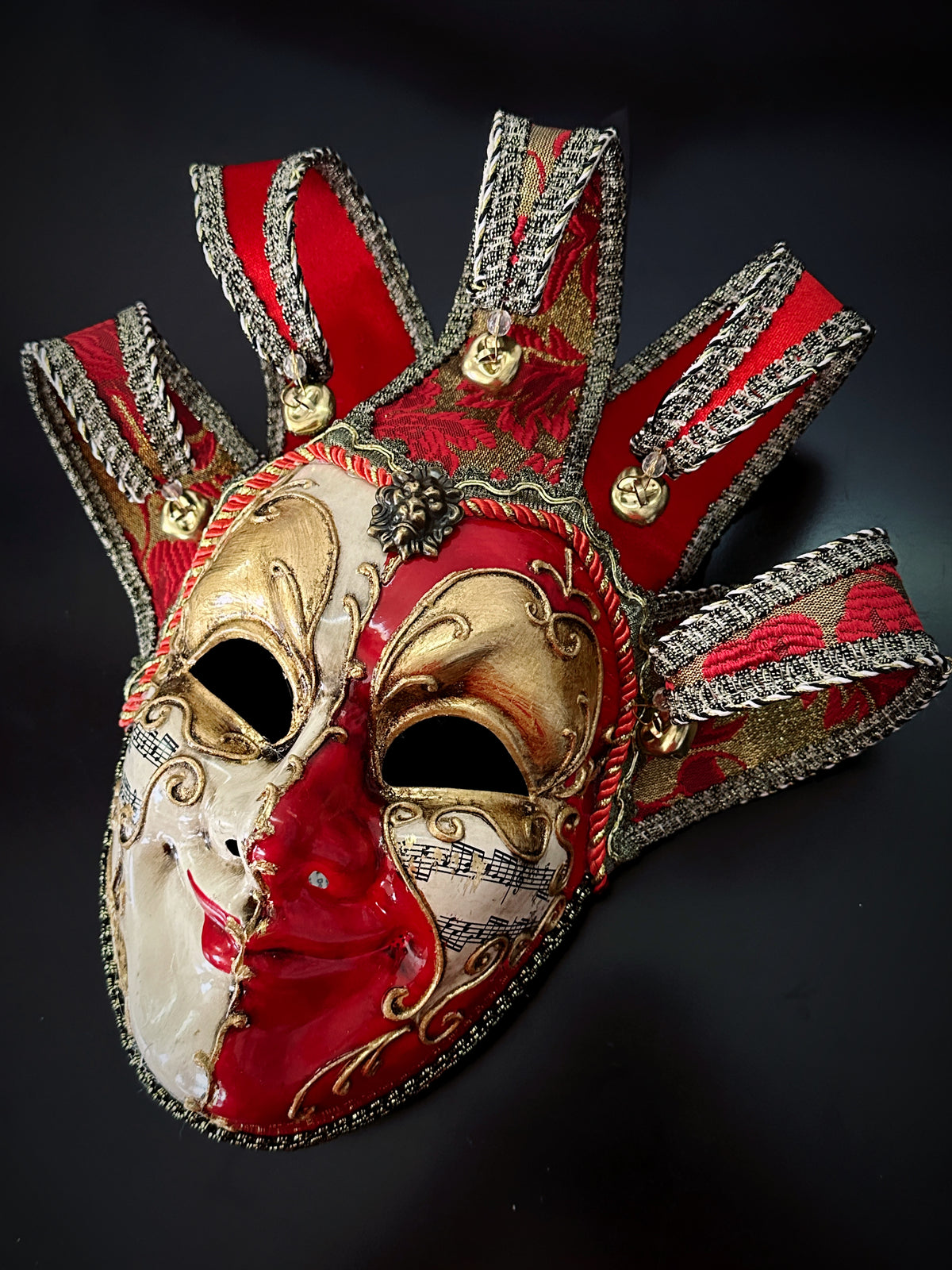 Men's Masquerade Mask Jester Red Gold – Masquerade Store