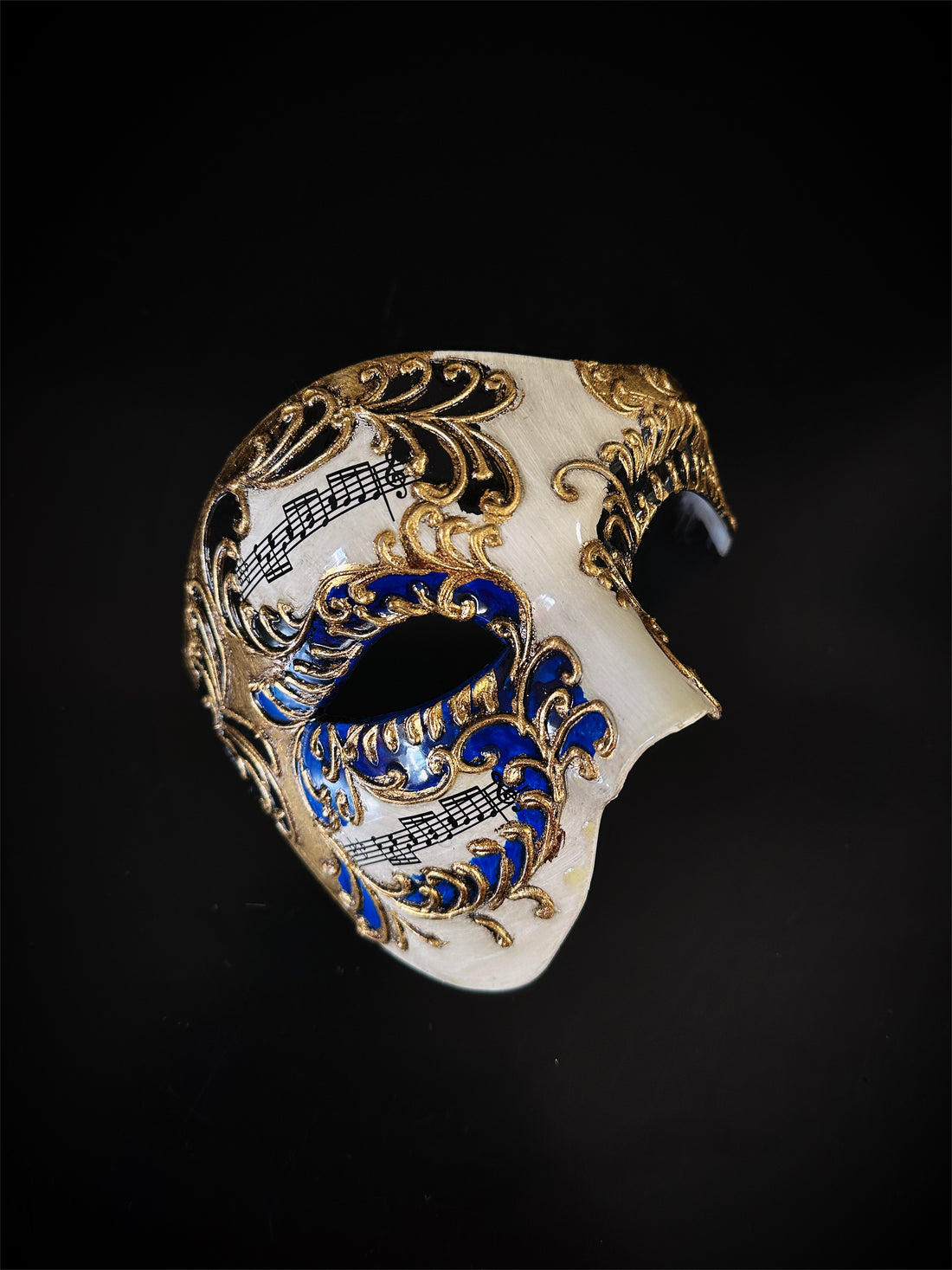 Half Face Phantom Mask - Blue/Gold