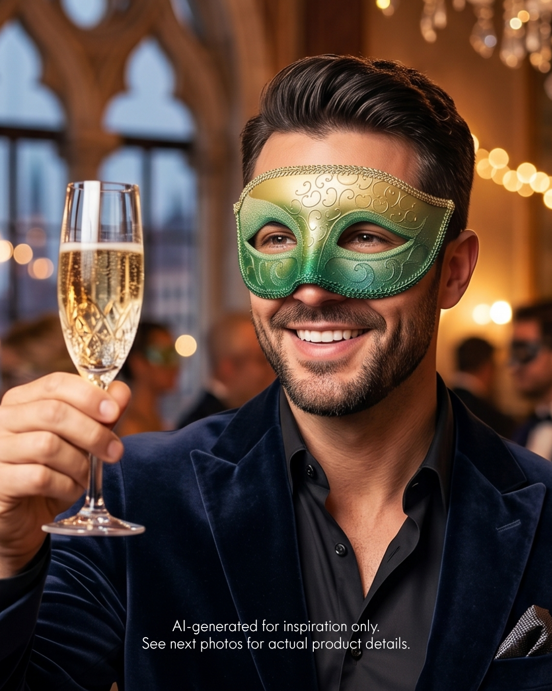 Mens Green & Gold Ombre Venetian Masquerade Mask