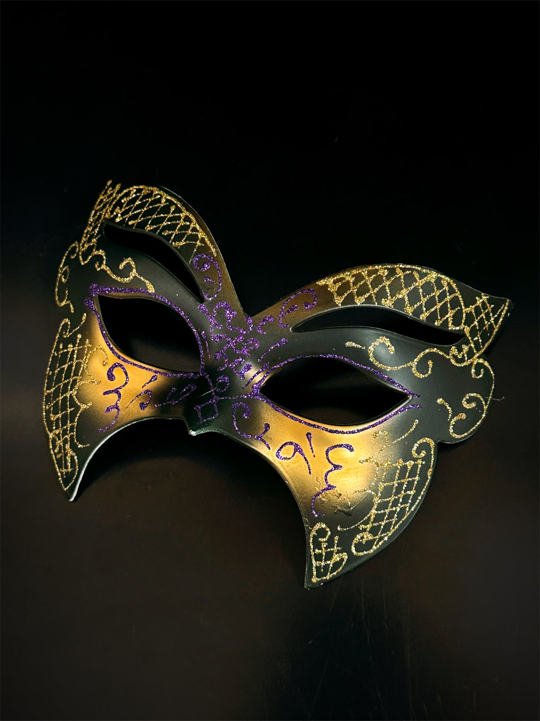 Mardi Gras Mask - Black Gold