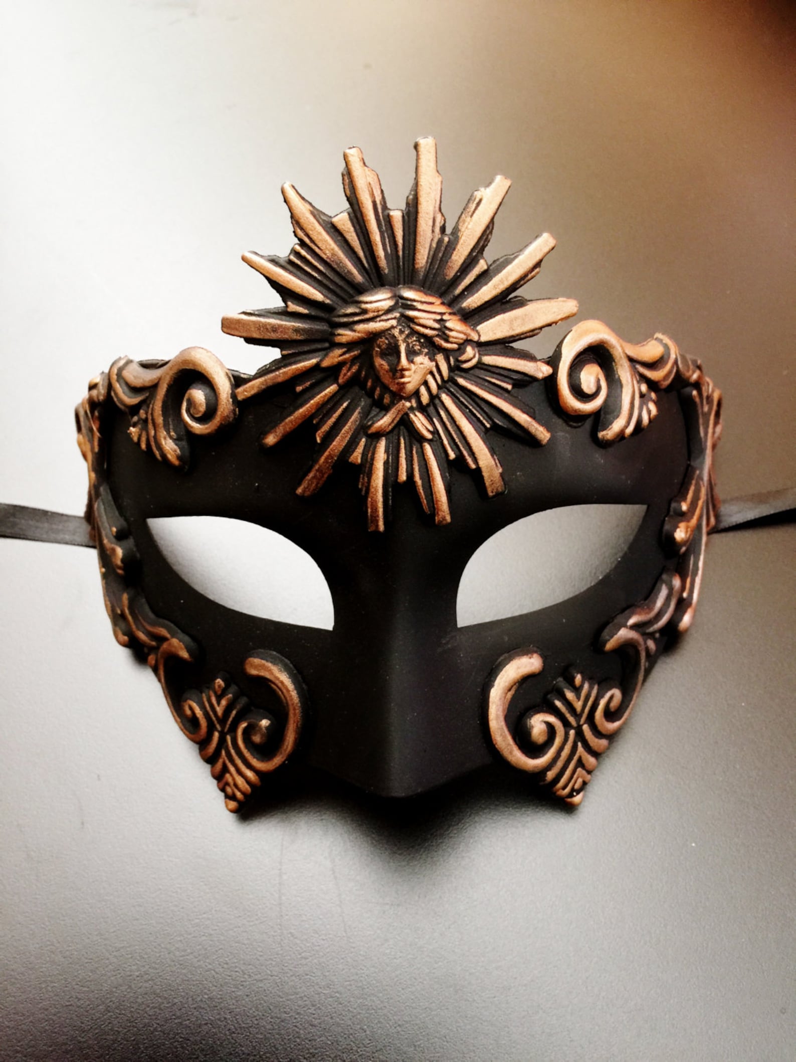 Mens Masquerade Mask Roman Sun God Bronze | Masquerade Store