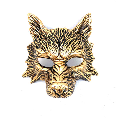 Men's wolf gold masquerade mask for sale.