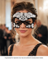 Moonlit Garden Lace Mask in black lace with white floral embroidery and white ribbon ties.