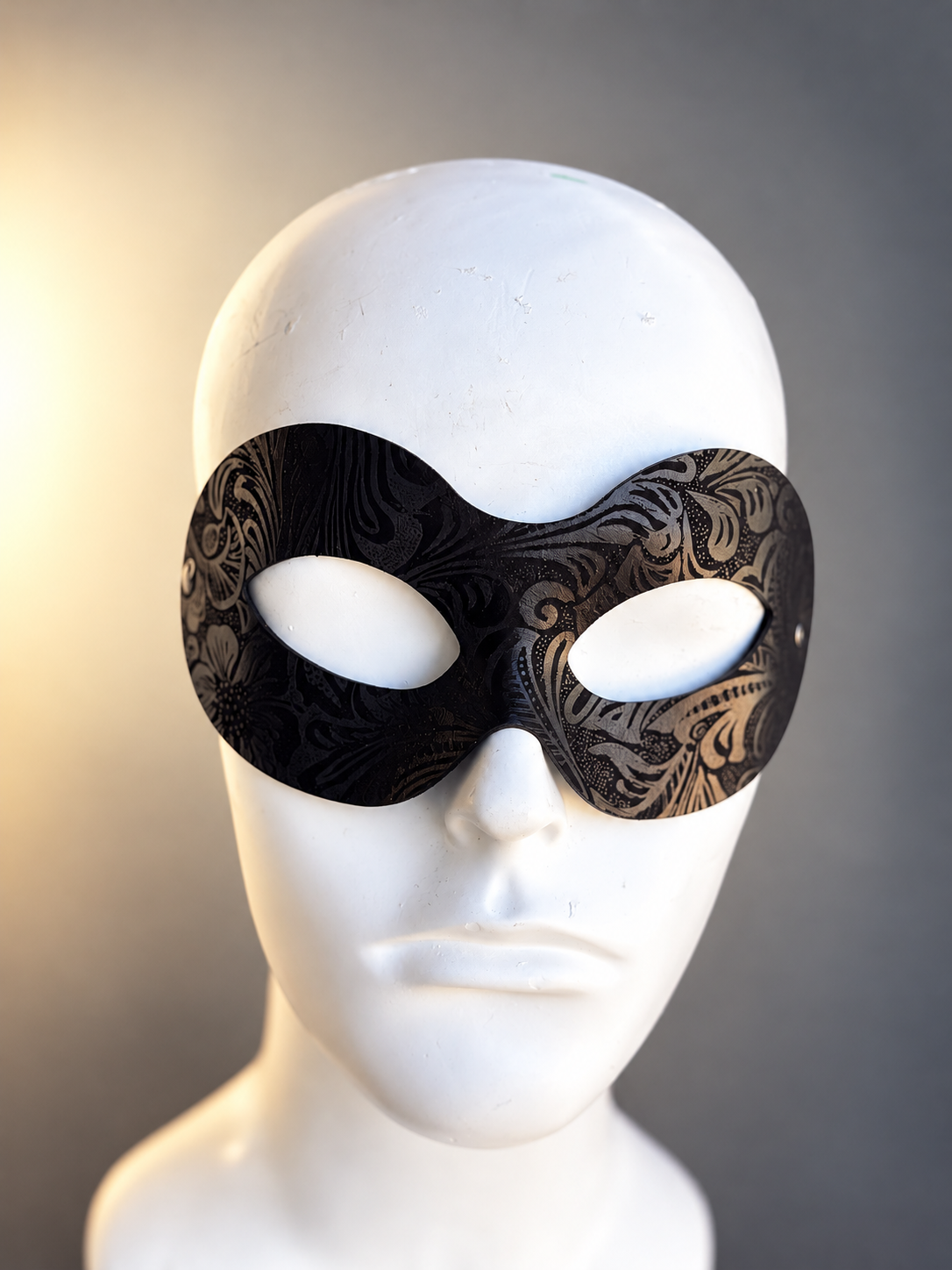 Black Floral Damask Masquerade Mask