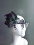  Elegant peacock feather masquerade mask that fits over glasses