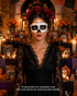 Pearl Noir white masquerade mask with black skull-inspired eye details, black nose accent, pearl-style crest, and gothic costume styling.