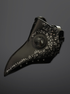 The black plague doctor mask with silver hand-painted filigree detail
