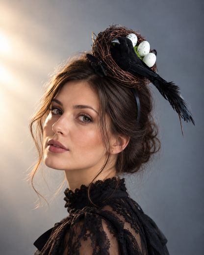 Midnight Raven Nest Fascinator