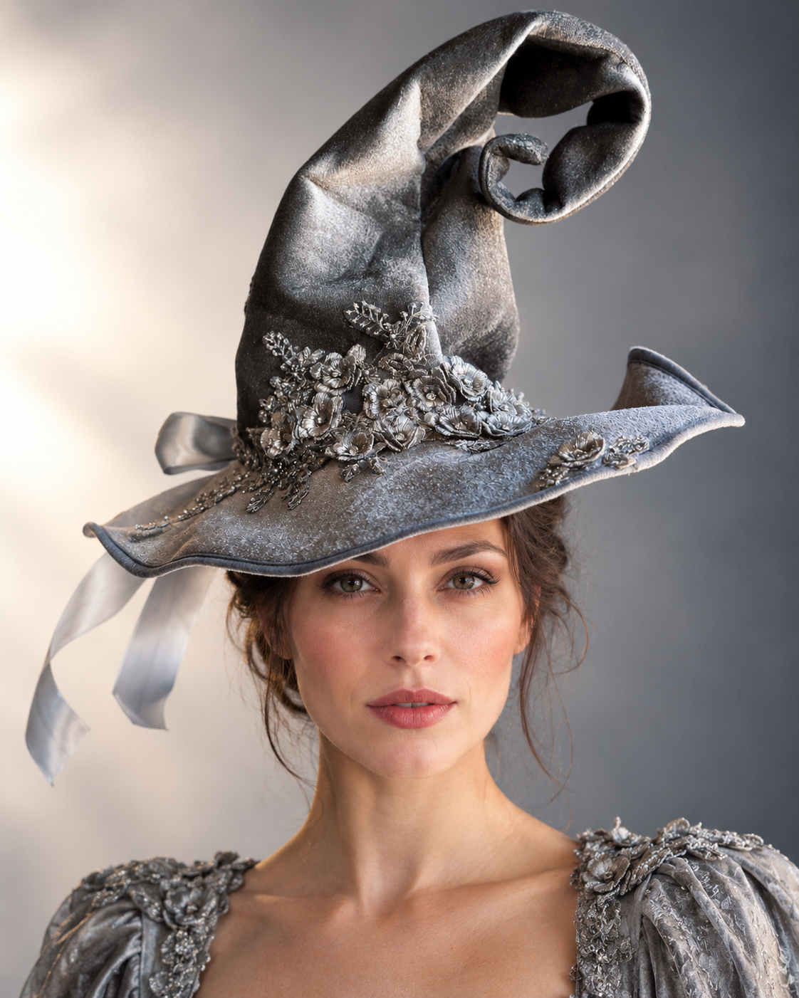 Silver Moonflower Witch Hat