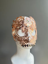 Rose gold  with filigree detail metal skull masquerade mask