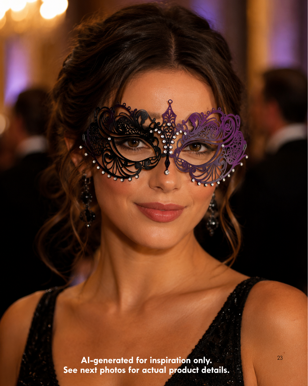 Ana Eleganza Metal Mask- Purple and Black