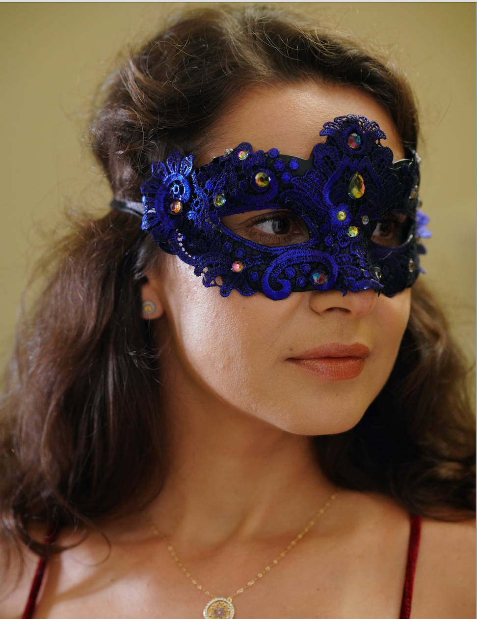 Brocade Mask - Blue
