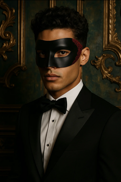 Red Filigree Mask - Black